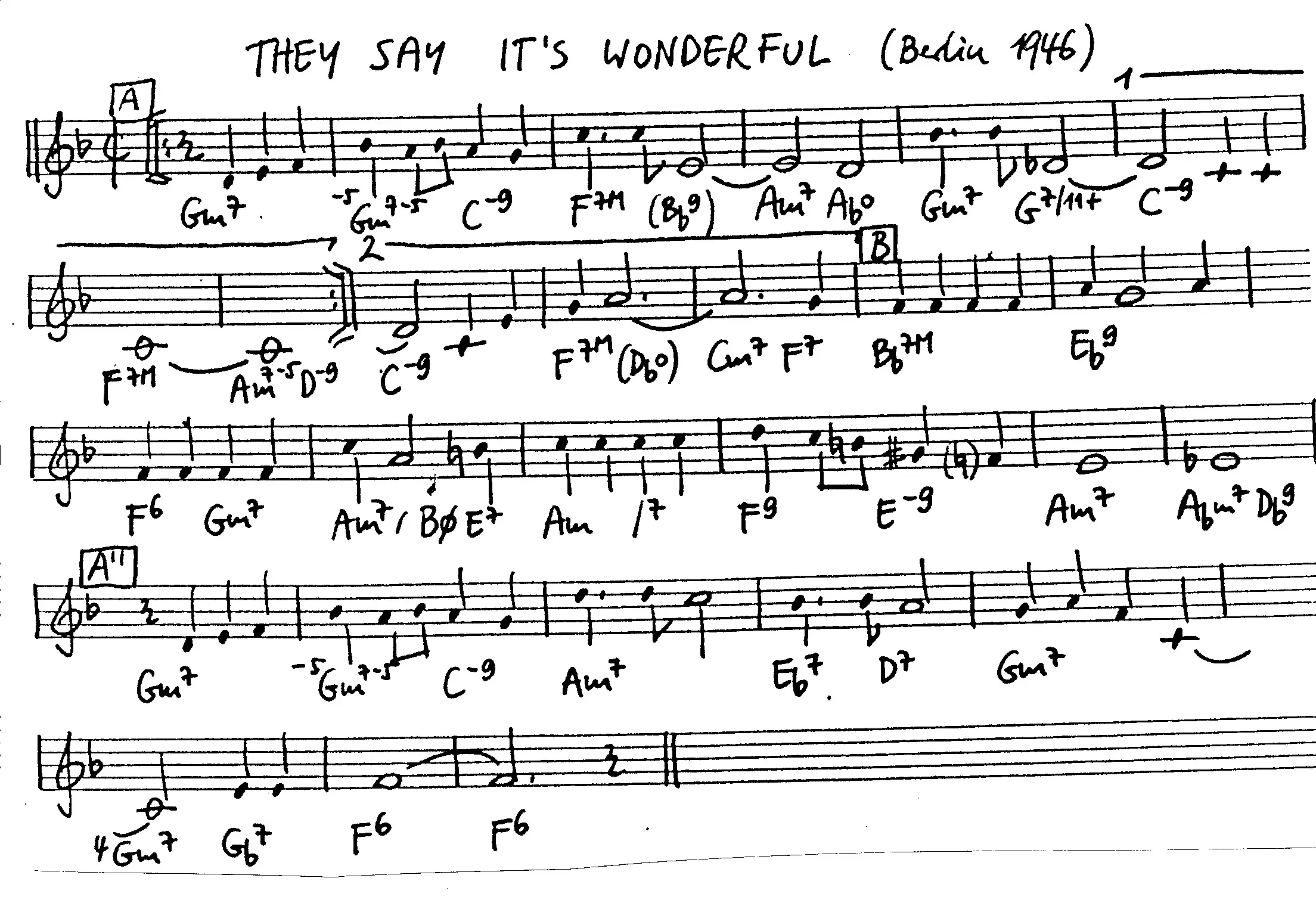 they say it's wonderful free jazz leadsheet - Courtesy of the Jungle Jazz Band